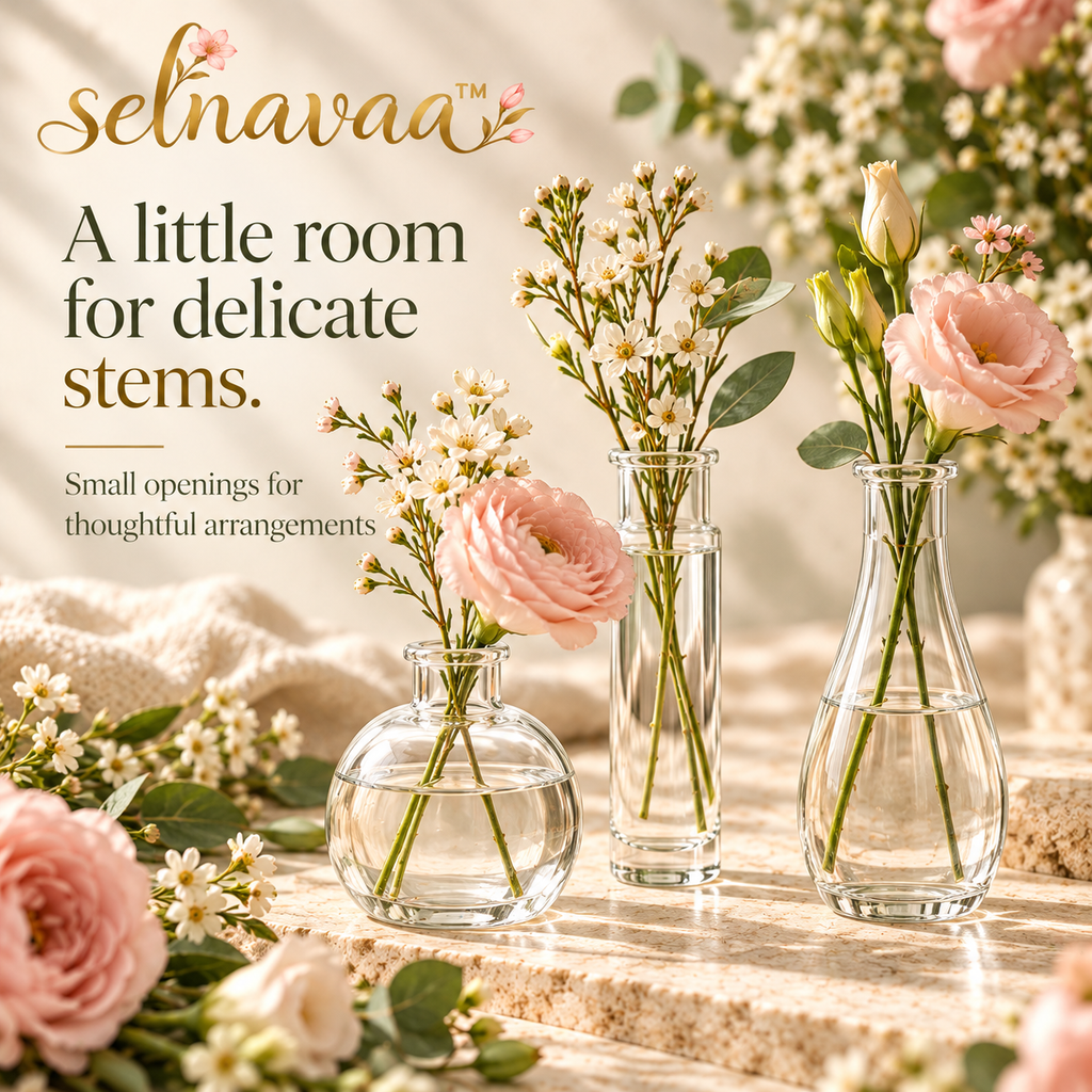 selnavaa™ LittleGather Glass Bud Vase Set of 3, Small Flower Vases for Wedding Centerpieces, Shelves & Table Decor