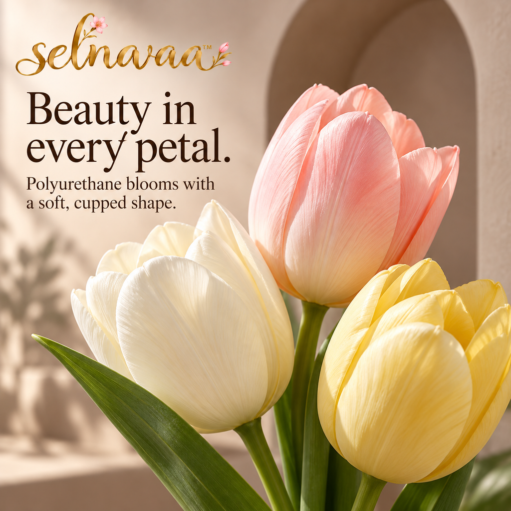 selnavaa™ SpringEase Artificial Tulip Stems, 12-Piece Faux Flower Bouquet for Vases, Spring Decor & Wedding Centerpieces