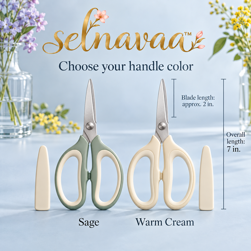 selnavaa™ StemEdit Floral Scissors, 7-Inch Stainless Steel Flower Shears with Blade Cover for Bouquet Prep & Herb Trimming