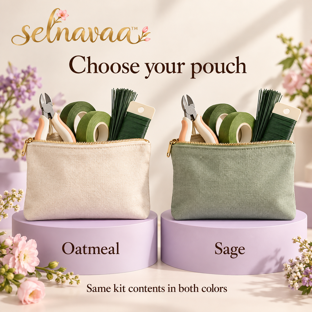 selnavaa™ BouquetBuild Floral Tape and Wire Kit with Cutter, Flower Arranging Supplies for Bouquets, Boutonnieres & Wreath Making