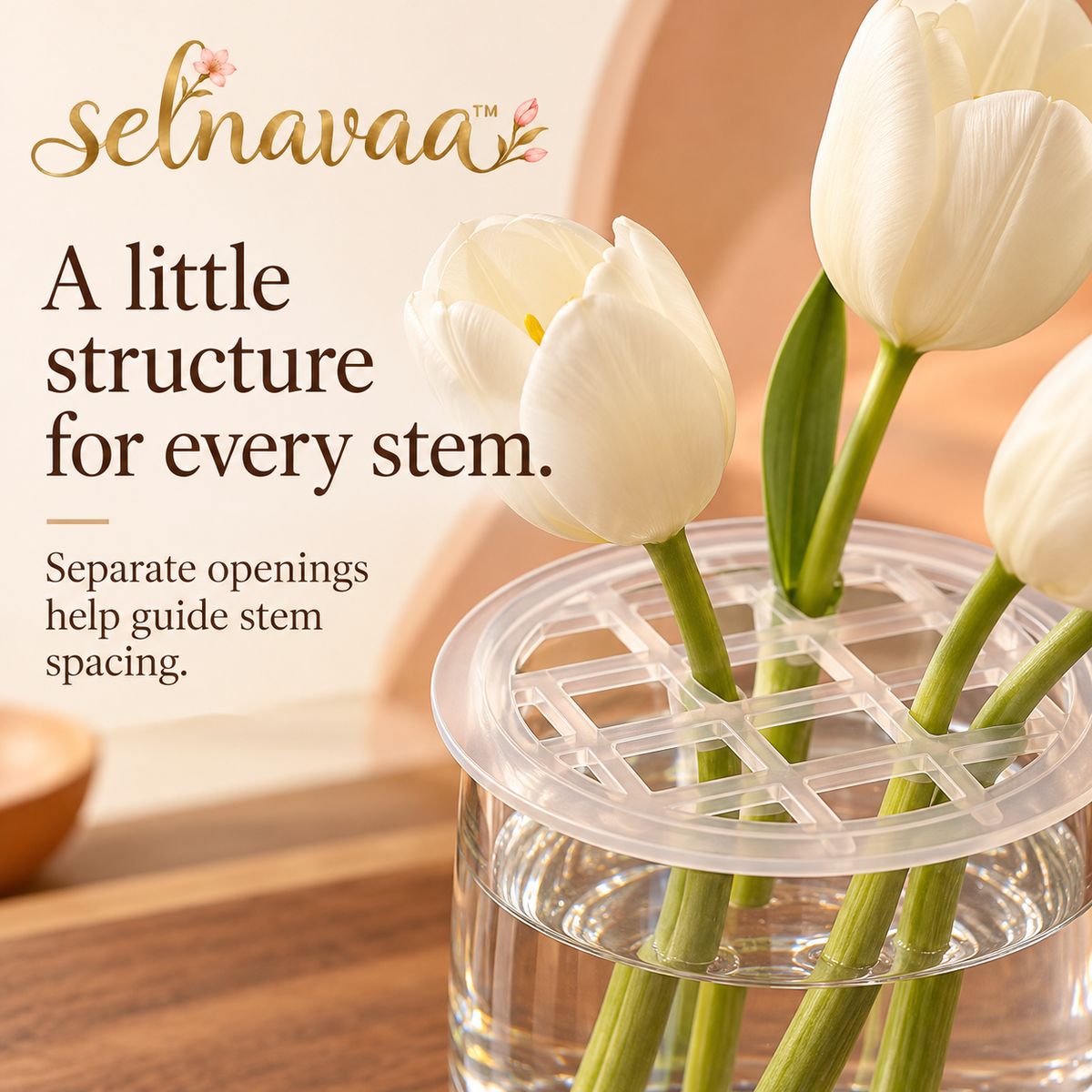 selnavaa™ BloomGuide Silicone Flower Arranging Grid Set of 3, Reusable Vase Stem Holders for Bouquets & Table Centerpieces
