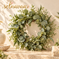 selnavaa™ QuietLeaf Artificial Eucalyptus Wreath, 20-Inch Greenery Door Wreath for Entryways, Walls & Covered Porch Decor